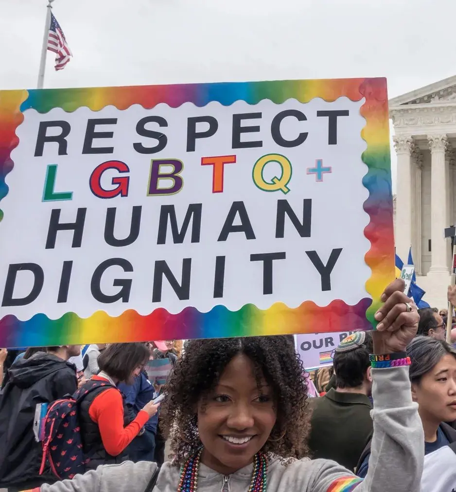 Activist protesting for LGBTQ+ rights at Washington, D.C.