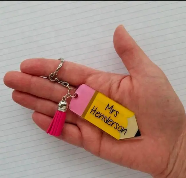 A keychain with the name of the person printed in it