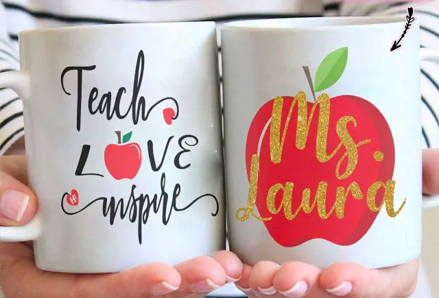 Coffee mugs with printed messages for the educator