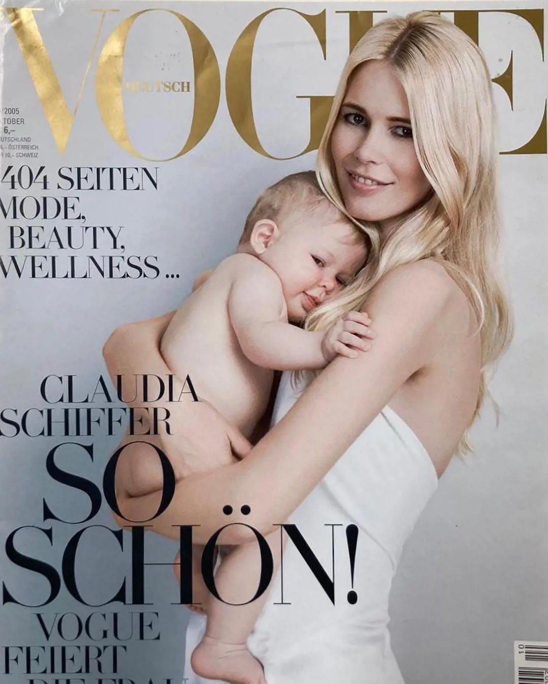 German model Claudia Schiffer and daughter Clementine appeared on the cover of Vogue Deutsch 